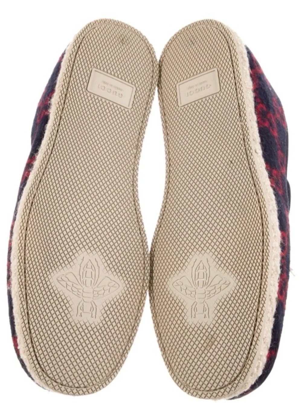 Gucci Navy Wool Slip-On Mule with Red GG Pattern and Gold Horsebit Size 7 UK - Picture 3 of 8